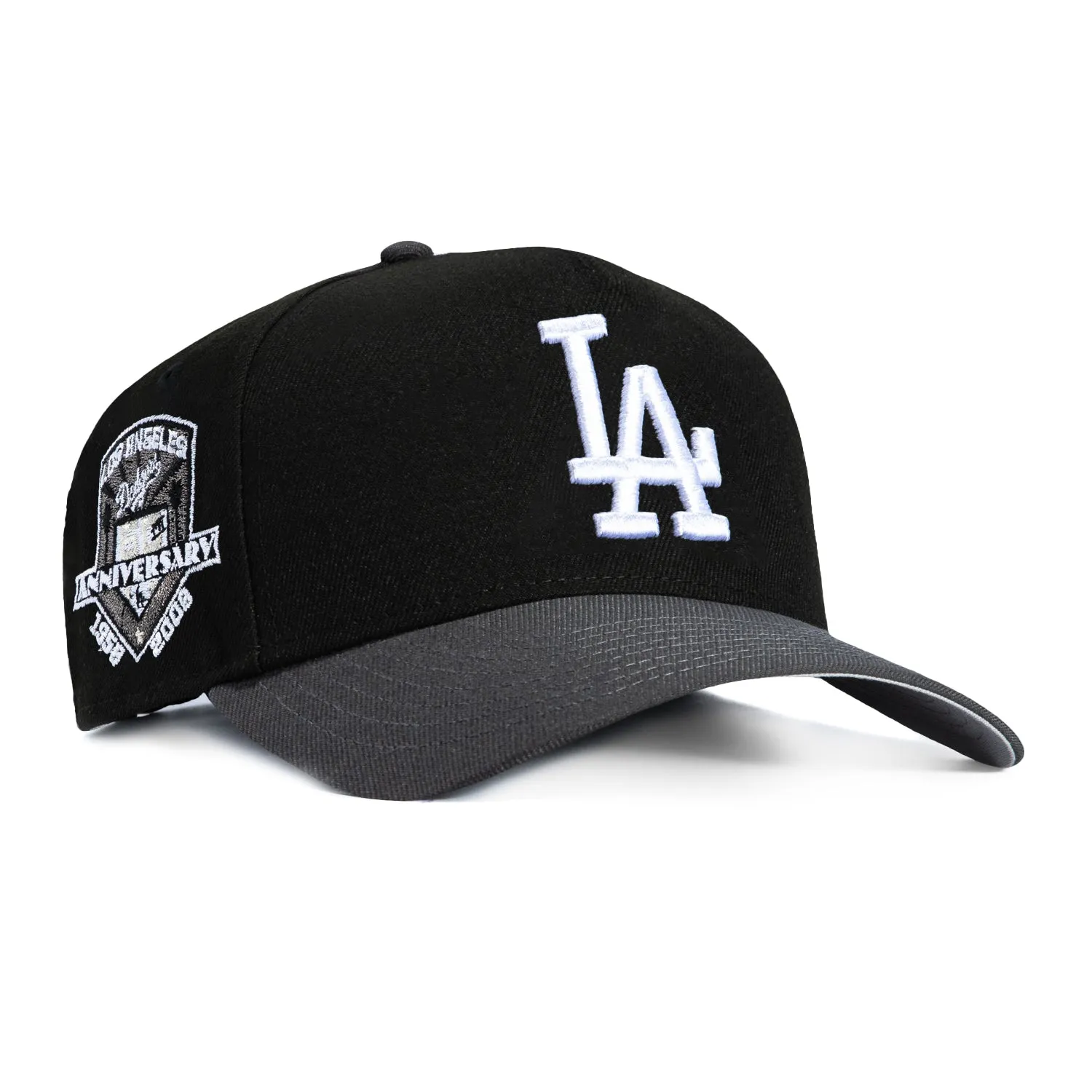 New Era 9Forty A-Frame Los Angeles Dodgers 50th Anniversary Patch Snapback Hat - Black, Graphite sold by Hat Club