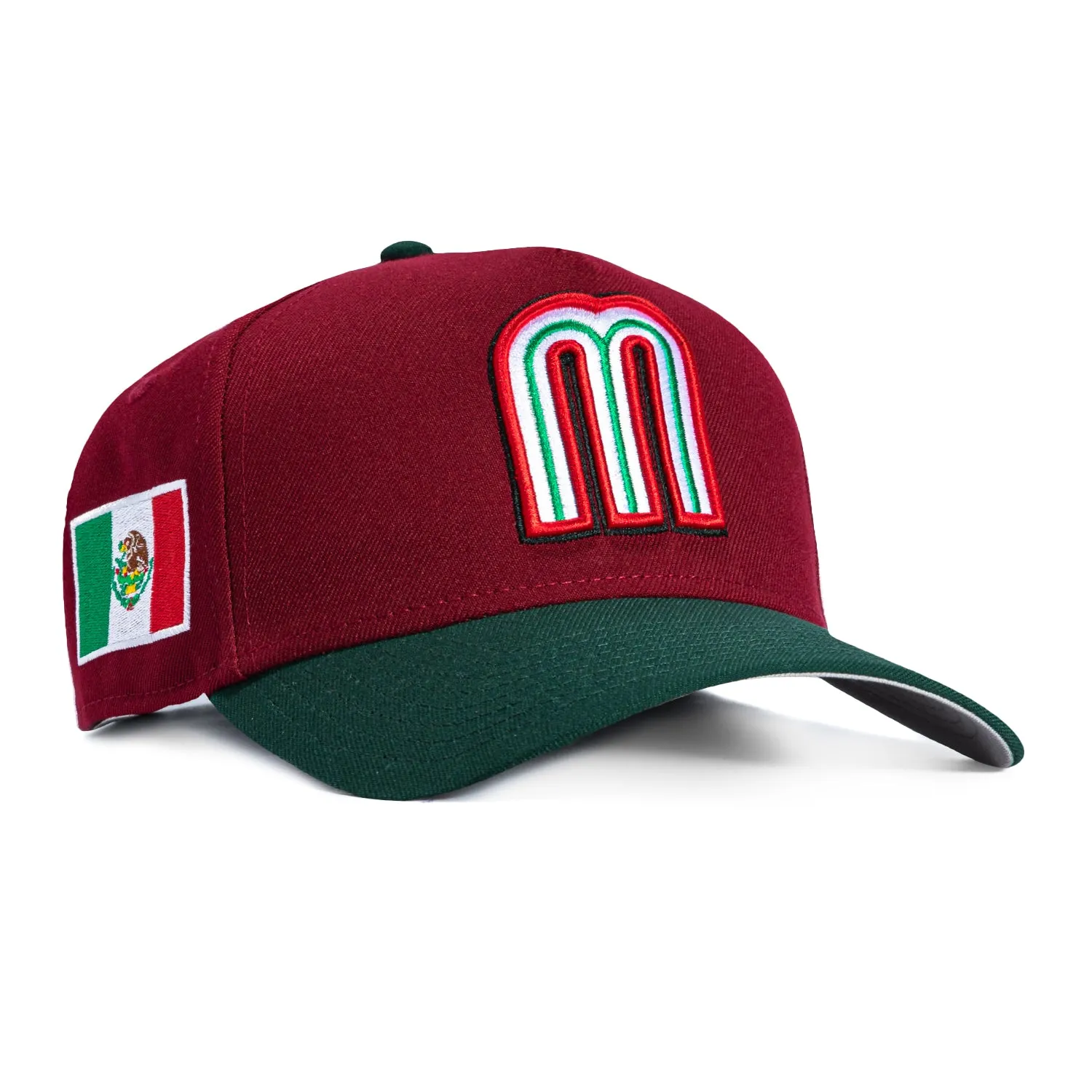 New Era 9Forty A-Frame Mexico World Baseball Classic Mexico Flag Patch Snapback Hat - Cardinal, Green sold by Hat Club