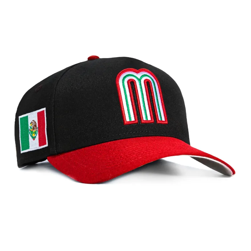 New Era 9Forty A-Frame Mexico World Baseball Classic Mexico Flag Patch Snapback Hat - Black, Red sold by Hat Club