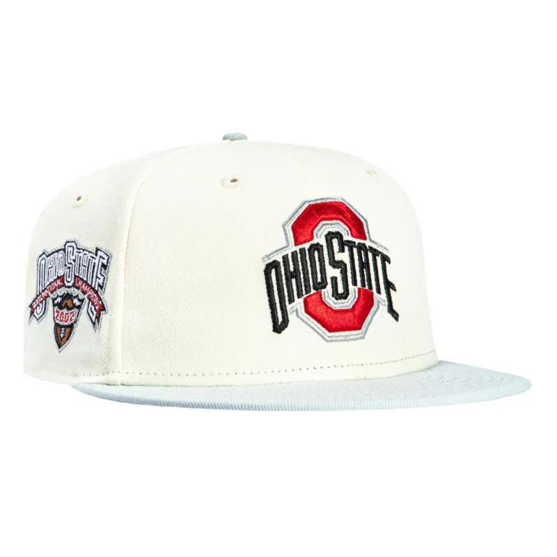 New Era 59Fifty Ohio State Buckeyes 2002 National Champions Patch Hat - White, Grey sold by Hat Club
