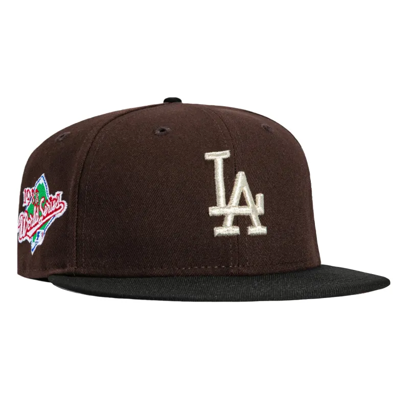 New Era 59Fifty Los Angeles Dodgers 1988 World Series Patch Hat - Brown, Black, Metallic Silver sold by Hat Club