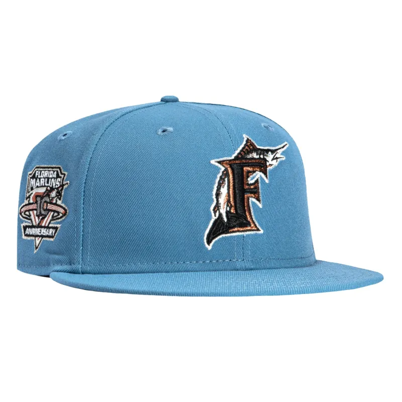 New Era 59Fifty Miami Marlins 10th Anniversary Patch 1993 Hat - Indigo, Metallic Copper made by New Era