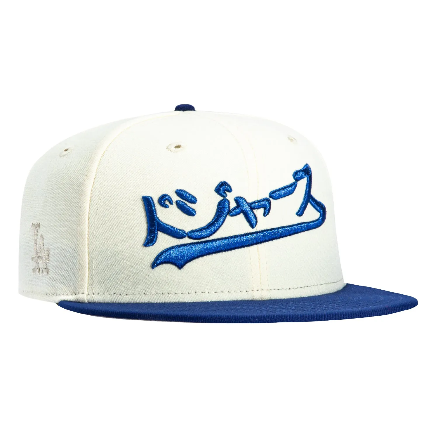 New Era 59Fifty Los Angeles Dodgers Logo Patch Katakana Hat - White, Royal sold by Hat Club