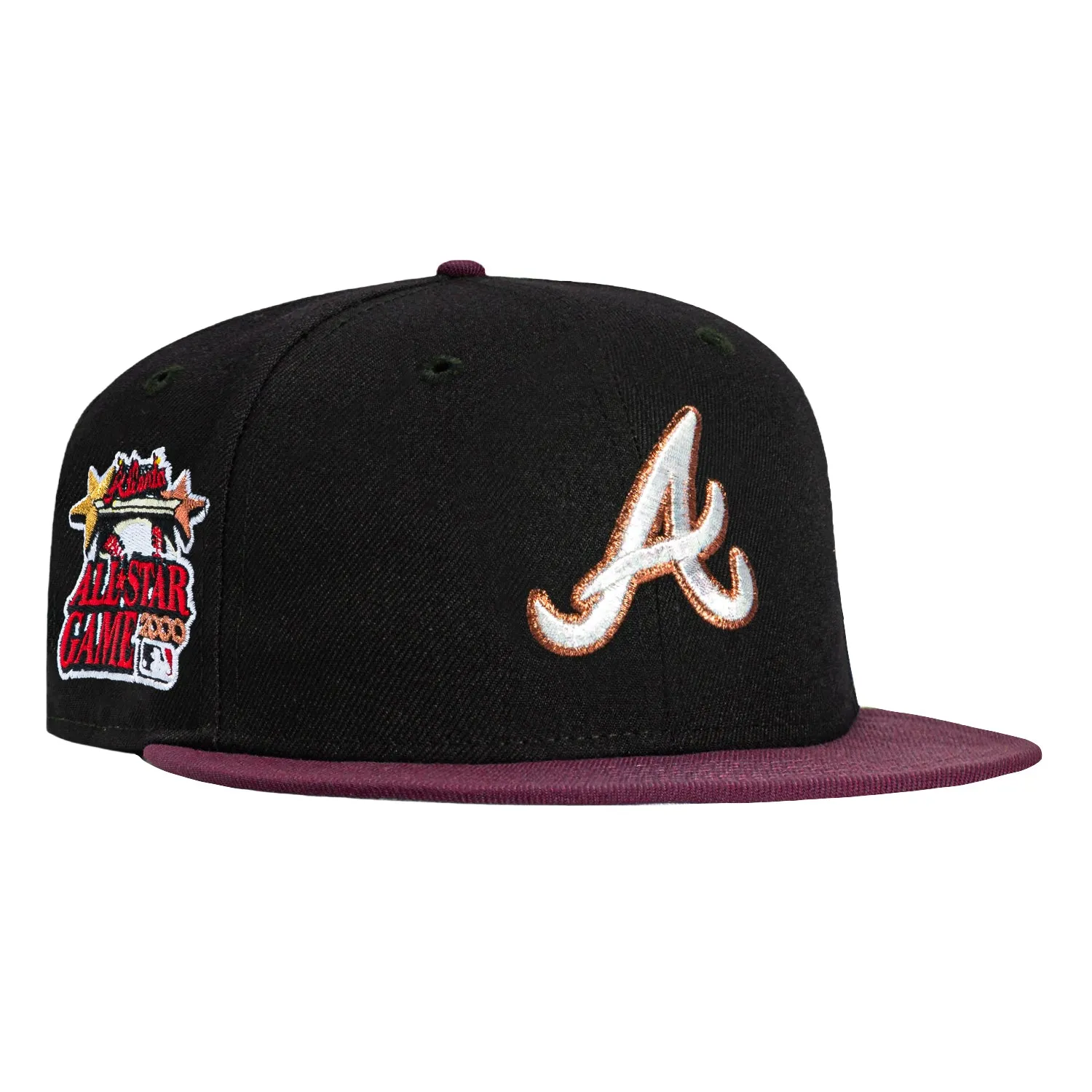 New Era 59Fifty Atlanta Braves 2000 All Star Game Patch Hat - Black, Maroon, Metallic Copper sold by Hat Club