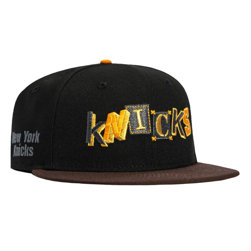 New Era 59Fifty New York Knicks Logo Patch Ransom Hat - Black, Brown sold by Hat Club
