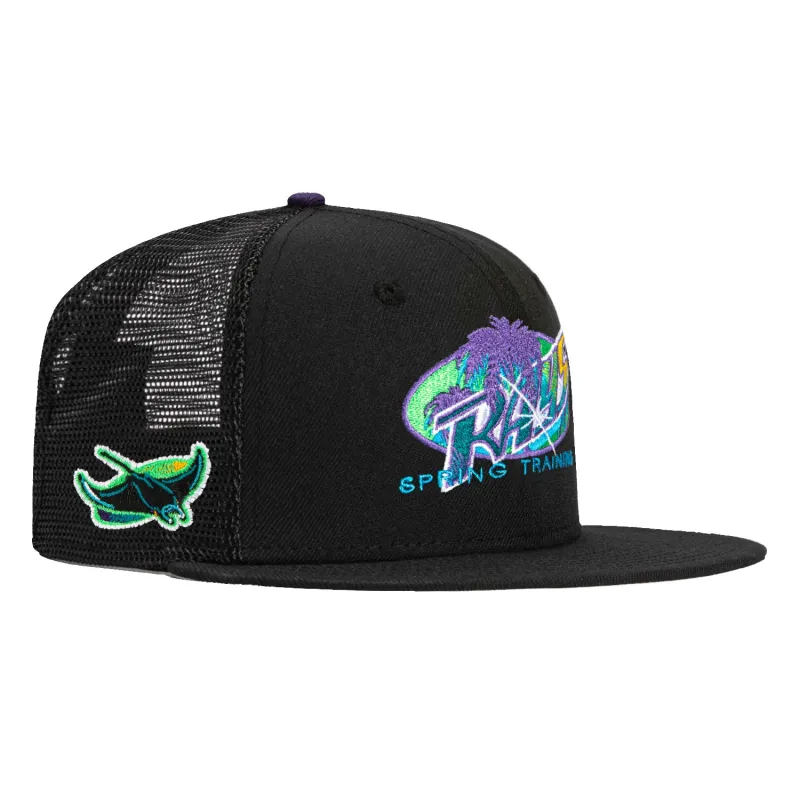 New Era 59Fifty Tampa Bay Rays Logo Patch Spring Training Trucker Hat - Black sold by Hat Club