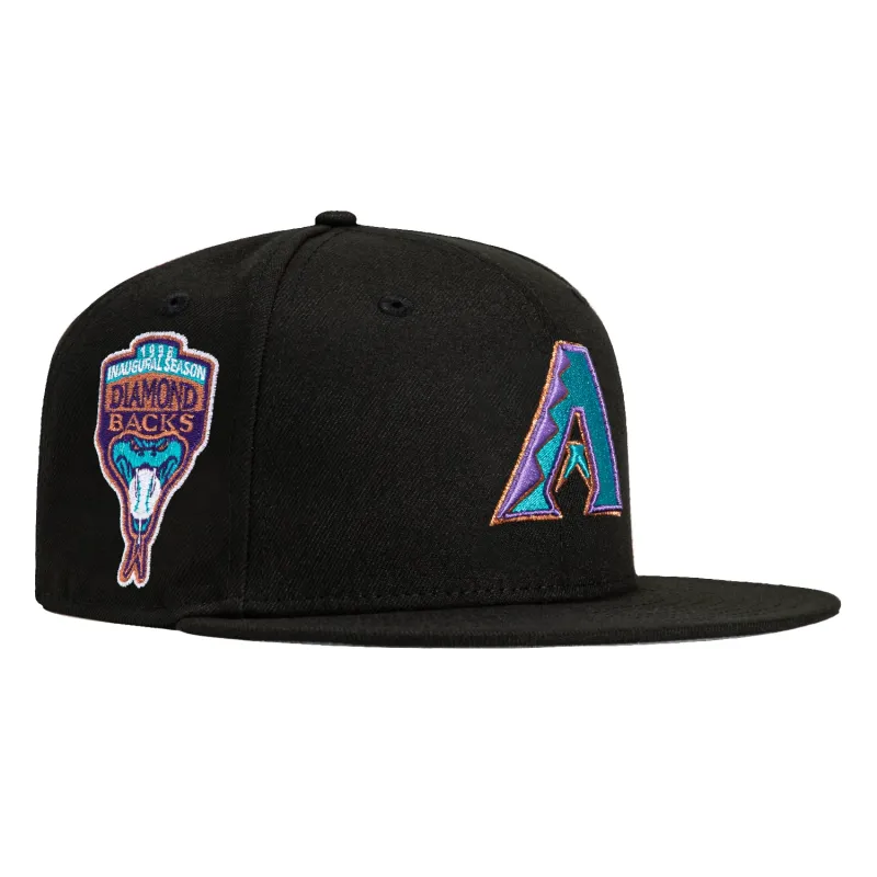 New Era 59Fifty Arizona Diamondbacks Inaugural Patch A Hat - Black, Teal, Metallic Copper sold by Hat Club