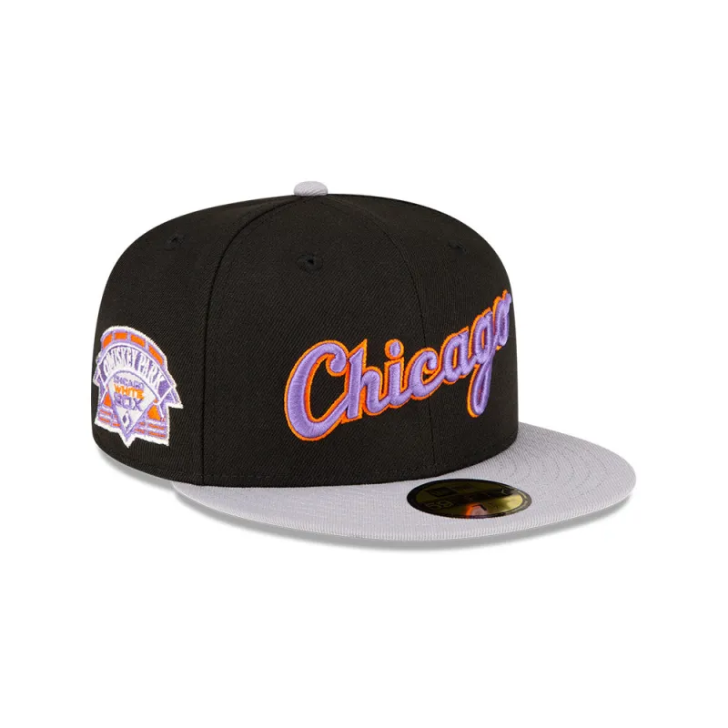 New Era 59Fifty Chicago White Sox Comiskey Park Patch Script Hat -  Black, Grey made by New Era