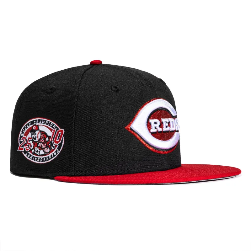 New Era 59Fifty Cincinnati Reds 25/10th Anniversary Patch Hat - Black, Red sold by Hat Club