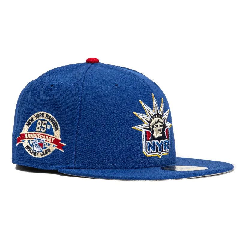 New Era 59Fifty New York Rangers 85th Anniversary Patch Hat - Royal sold by Hat Club
