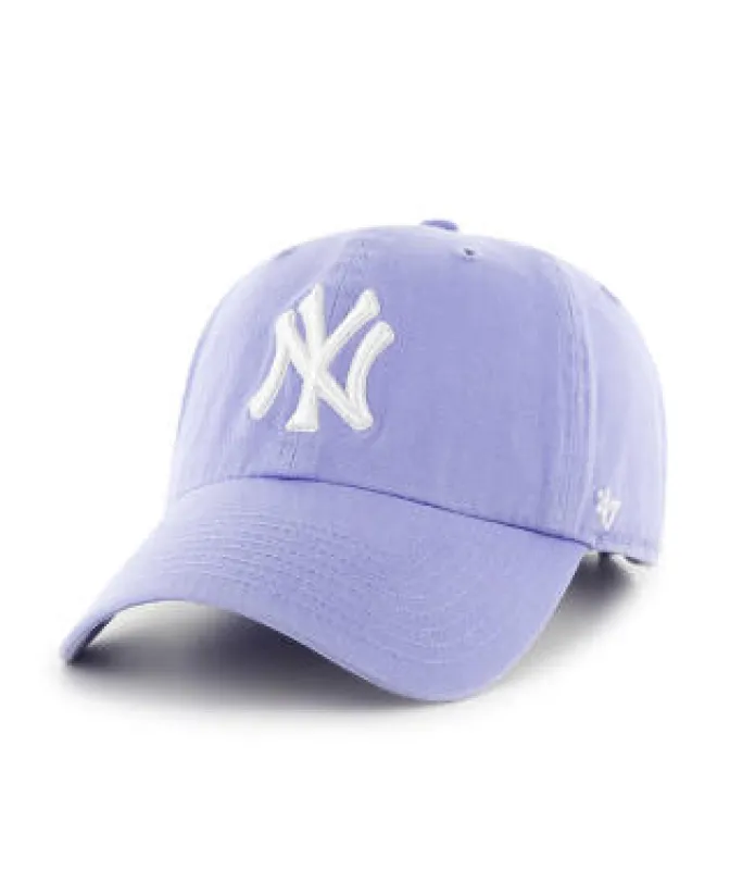 47 Brand New York Yankees Cleanup Adjustable Hat - Lavender, White sold by Hat Club