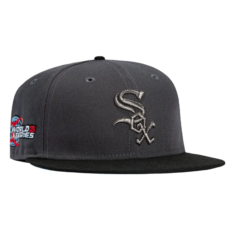 New Era 59Fifty Chicago White Sox 2005 World Series Patch Light Blue UV Hat - Graphite, Black, Metallic Silver sold by Hat Club