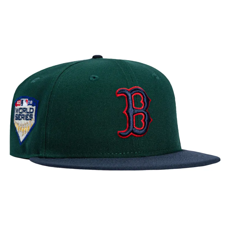 New Era 59Fifty Boston Red Sox 2018 World Series Patch Hat - Green, Navy, Red sold by Hat Club