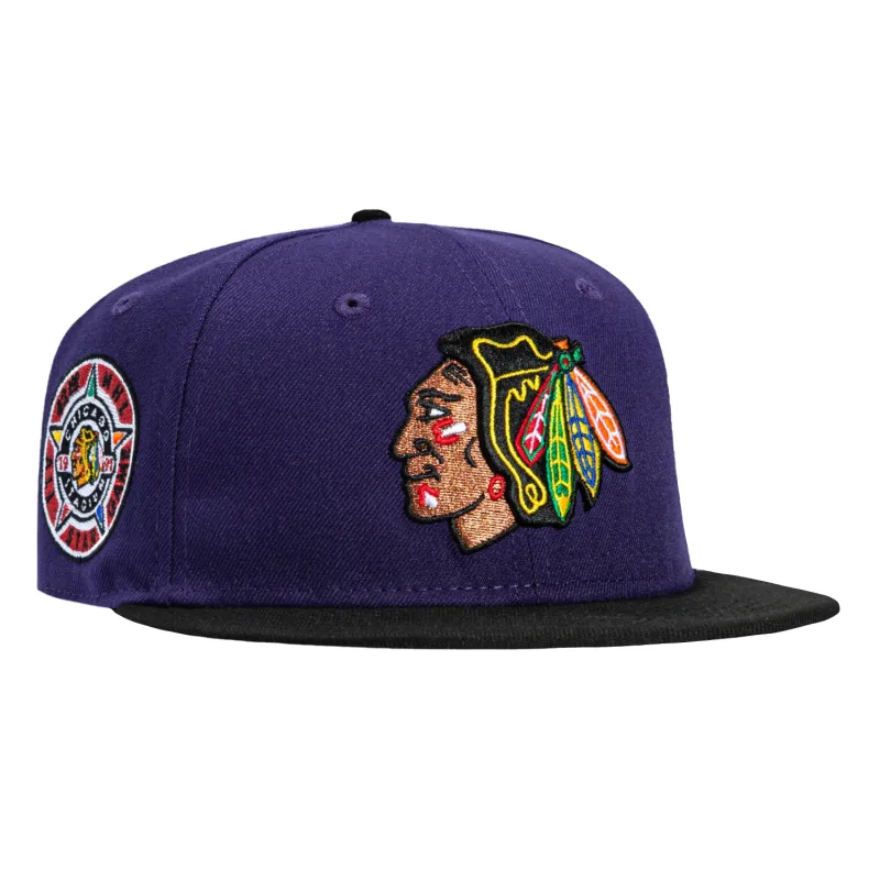 New Era 59Fifty Chicago Blackhawks 1991 All Star Game Patch Hat - Purple, Black sold by Hat Club