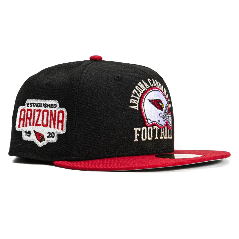 New Era 59Fifty Arizona Cardinals Established Logo Patch Logo Hat - Black, Cardinal sold by Hat Club