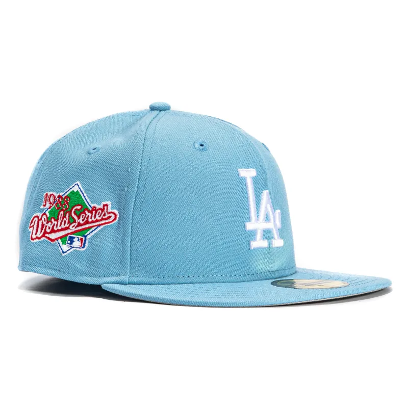 New Era 59Fifty Los Angeles Dodgers 1988 World Series Patch Hat - Light Blue, White sold by Hat Club