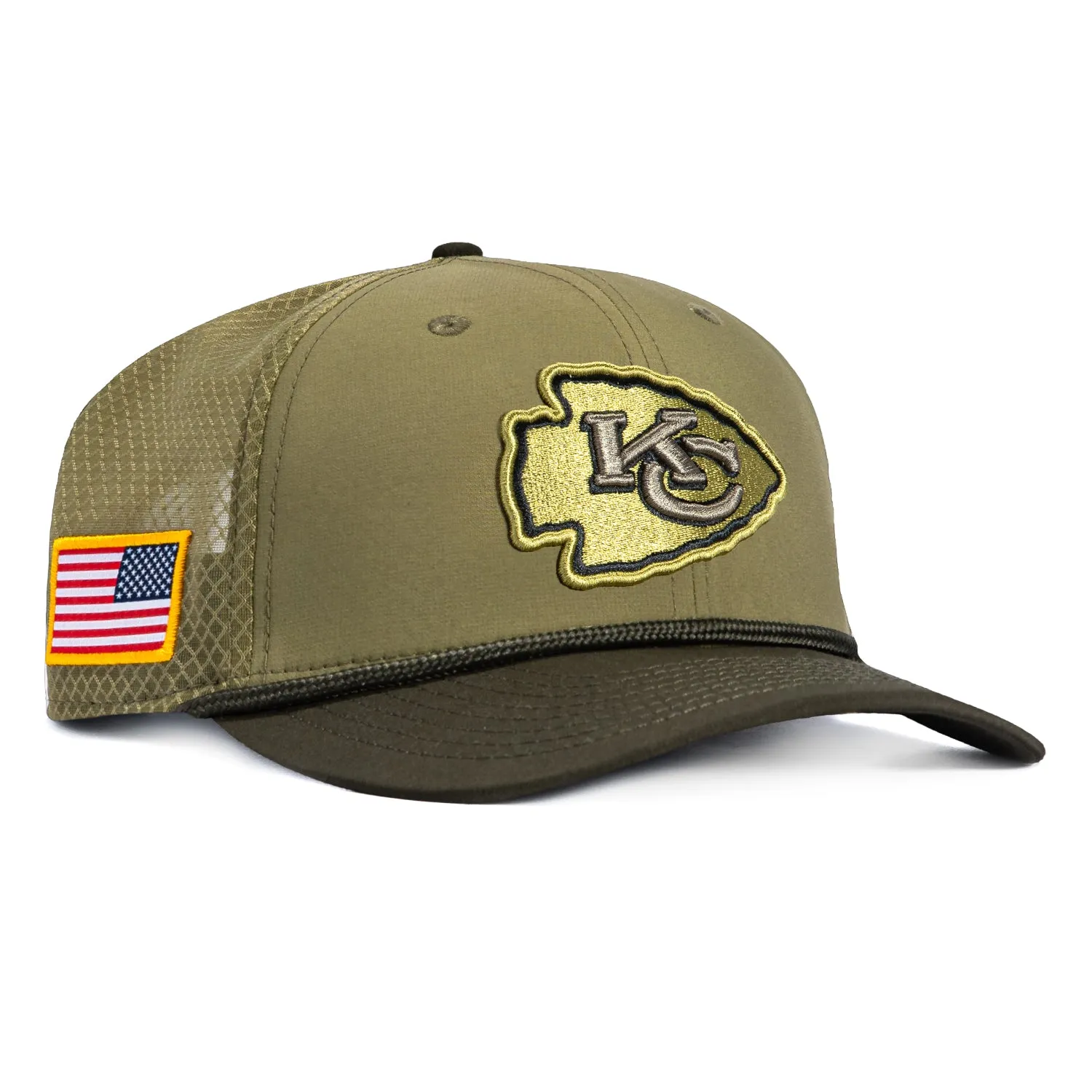 New Era 9Seventy Salute to Service Kansas City Chiefs United States Flag Patch Stretch Snapback Hat - Olive, Green sold by Hat Club