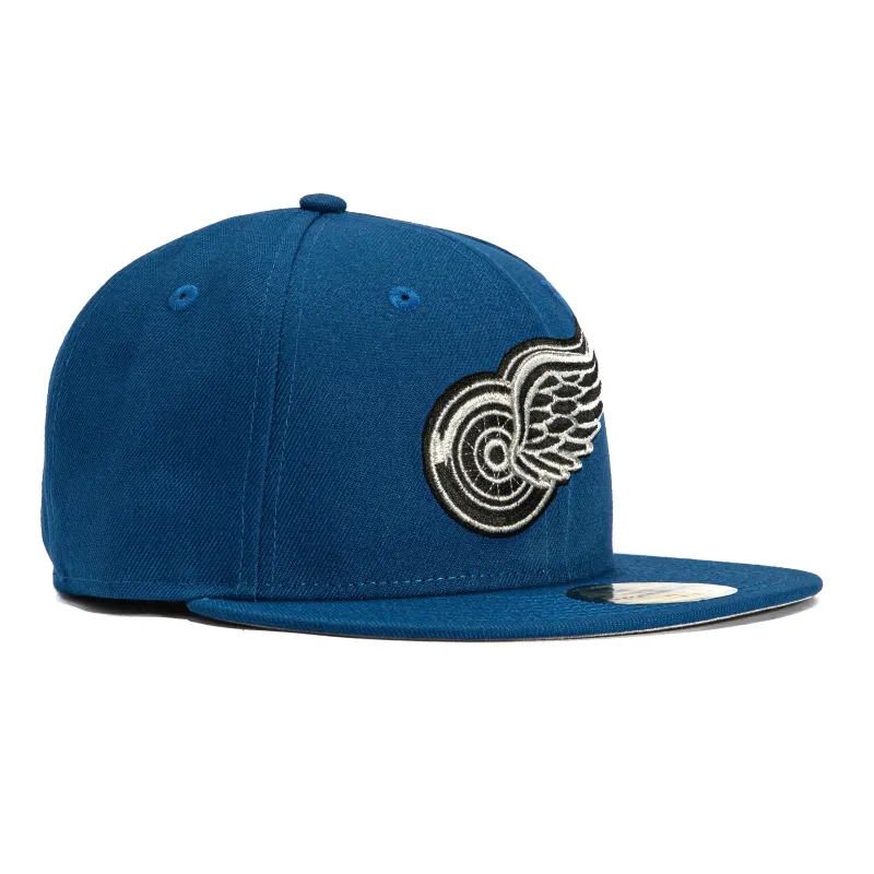 New Era 59Fifty Detroit Red Wings Hat - Royal, Black, Metallic Silver sold by Hat Club
