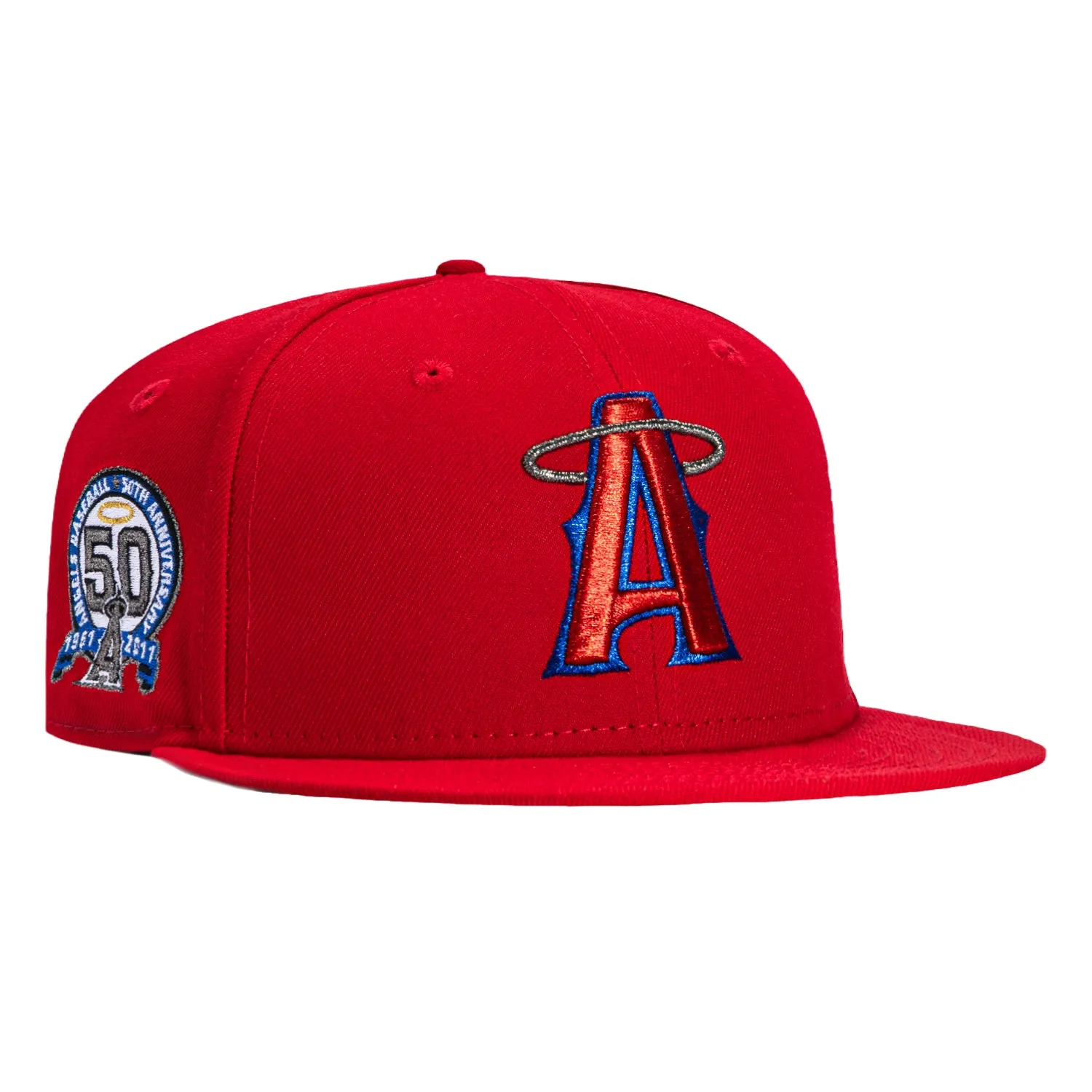 New Era 59Fifty Los Angeles Angels 50th Anniversary Patch City Connect Logo Hat - Red sold by Hat Club