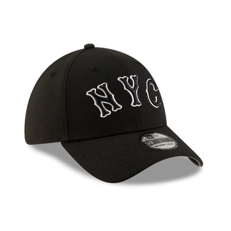 New Era 39Thirty New York Mets 2024 City Connect Stretch Fitted Hat - Black, White made by New Era