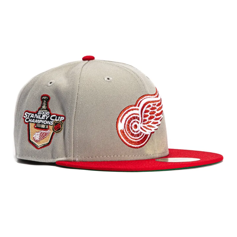New Era 59Fifty Detroit Red Wings 2008 Stanley Cup Patch Hat - Grey, Red sold by Hat Club