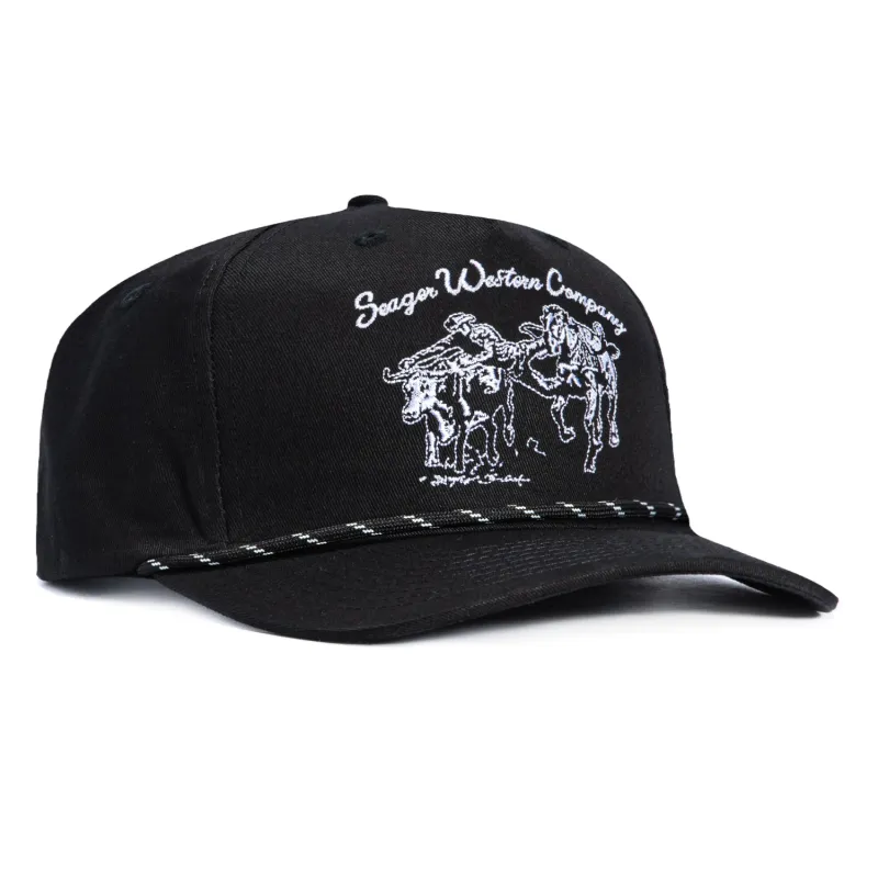 Seager Los Rios Canvas Snapback Hat - Black sold by Hat Club