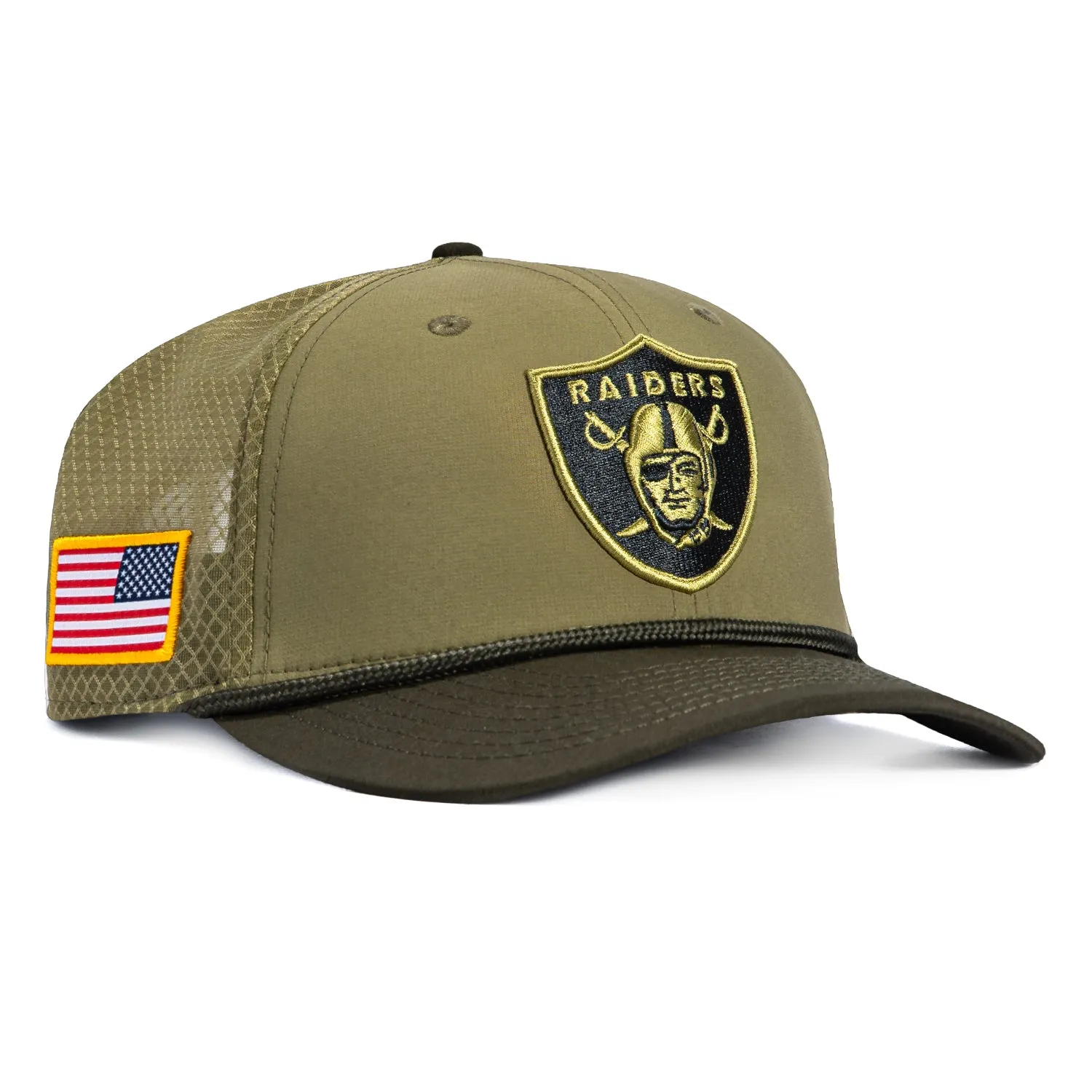 New Era 9Seventy Salute to Service Las Vegas Raiders United States Flag Patch Stretch Snapback Hat - Olive, Green sold by Hat Club
