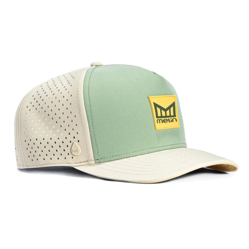 Melin Odysea Stacked Hydro Sandy Shores Collection Snapback Hat - Olive, Khaki made by Hat Club