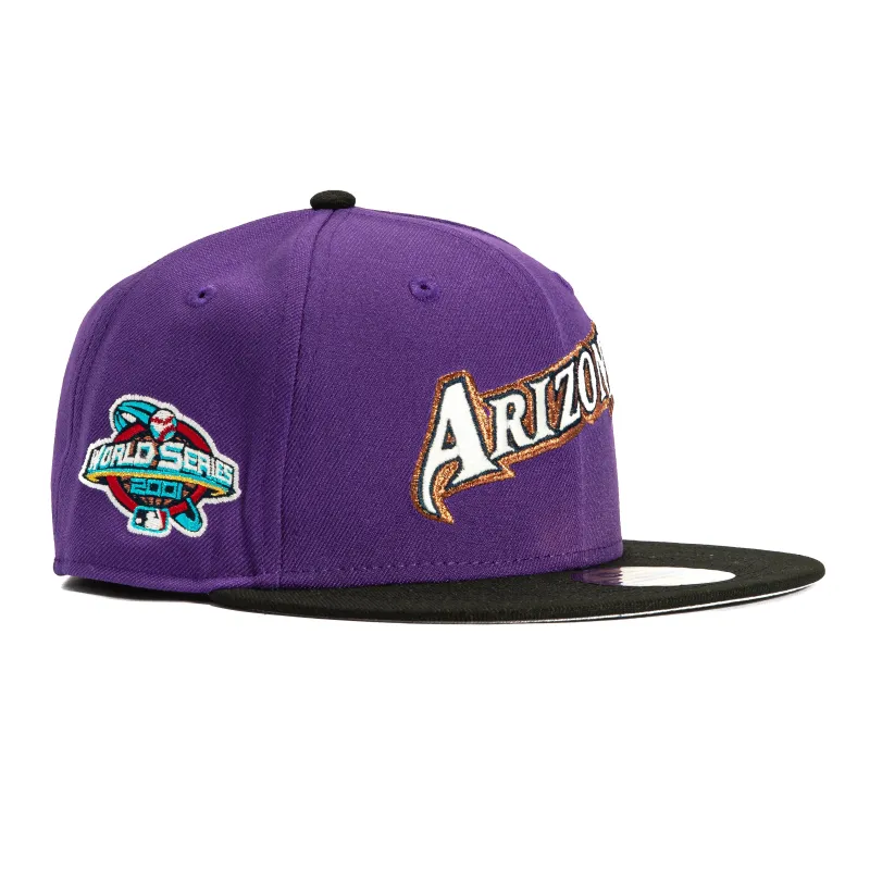 New Era 59Fifty Arizona Diamondbacks 2001 World Series Patch Script Hat - Purple, Black sold by Hat Club