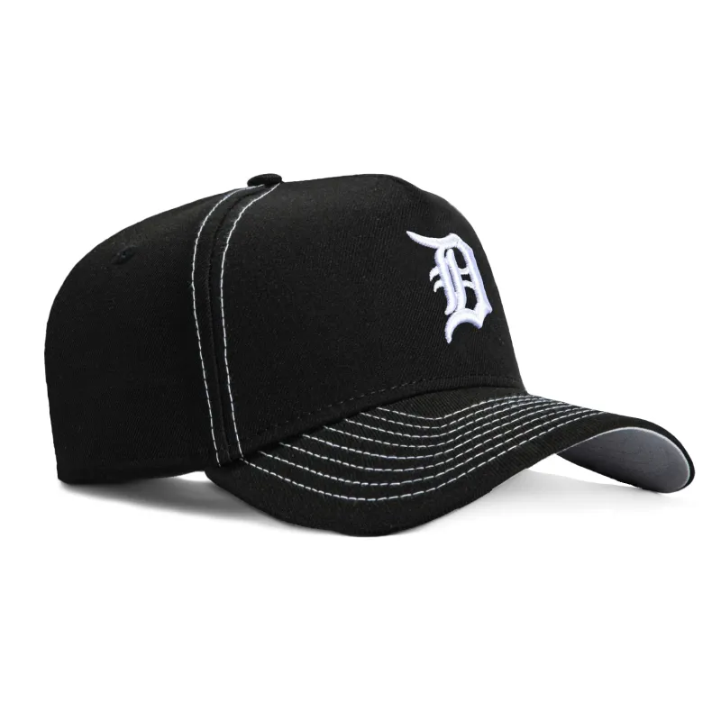 New Era 9Forty A-Frame Contrast Stitch Detroit Tigers Snapback Hat - Black, White sold by Hat Club