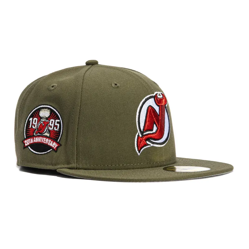 New Era 59Fifty New Jersey Devils 20th Anniversary Champions Patch Hat - Olive sold by Hat Club