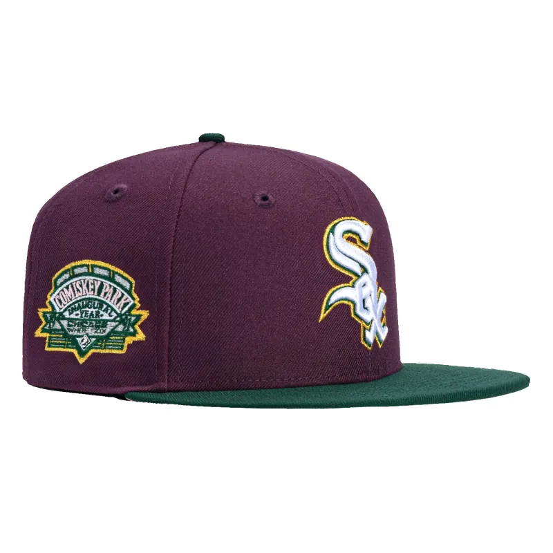 New Era 59Fifty Chicago White Sox Comiskey Park Patch Hat - Maroon, Green made by New Era