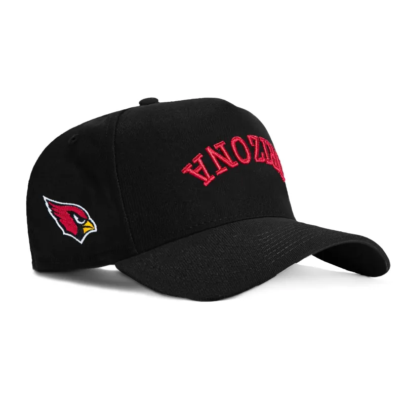 New Era 9Forty A-Frame Arizona Cardinals Logo Patch Upisde Down Arch Snapback Hat - Black sold by Hat Club