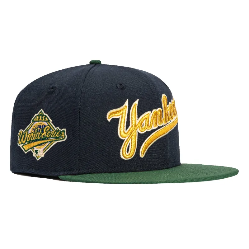 New Era 59Fifty New York Yankees 1996 World Series Patch Script Hat - Navy, Green, Metallic Gold sold by Hat Club
