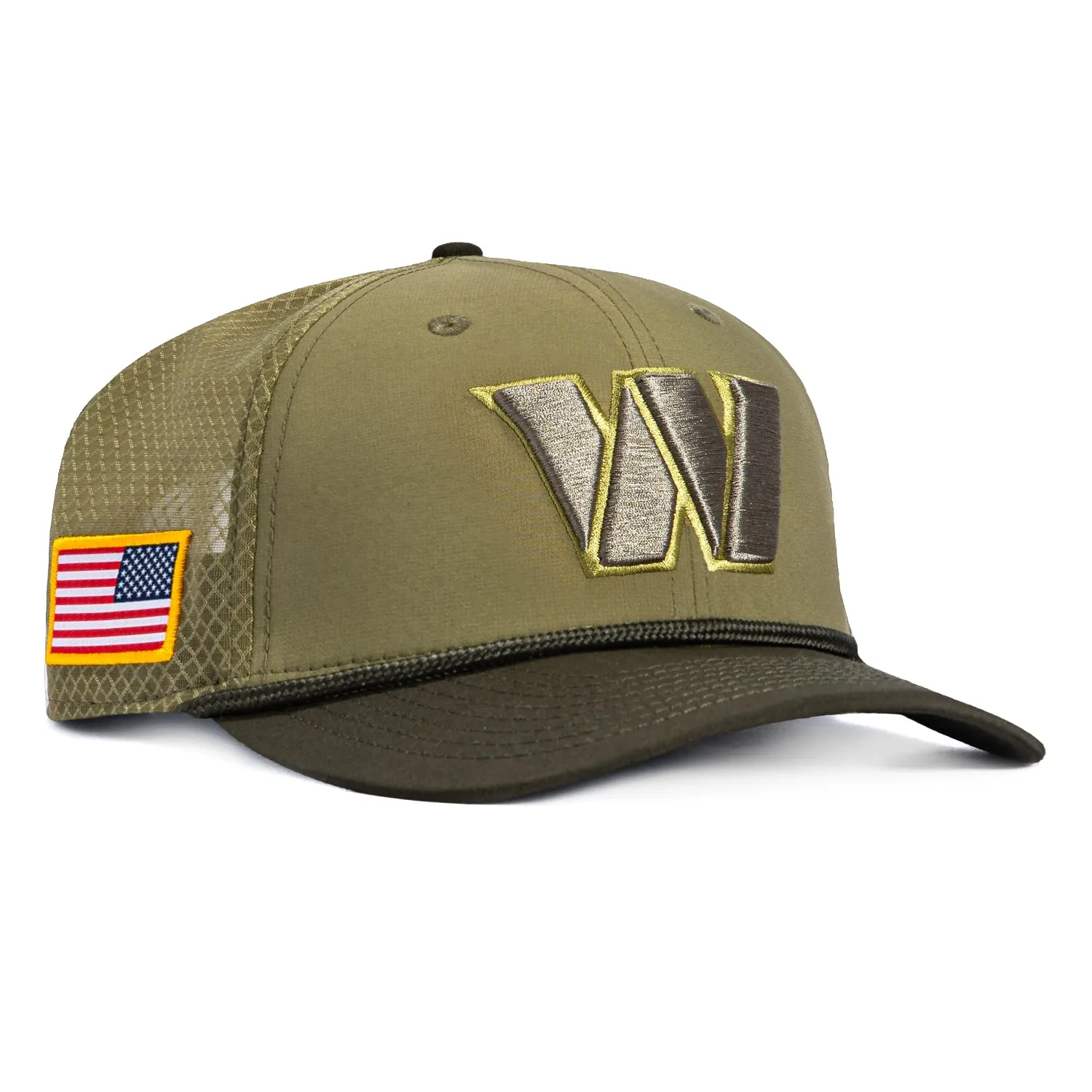 New Era 9Seventy Salute to Service Washington Commanders United States Flag Patch Stretch Snapback Hat - Olive, Green sold by Hat Club