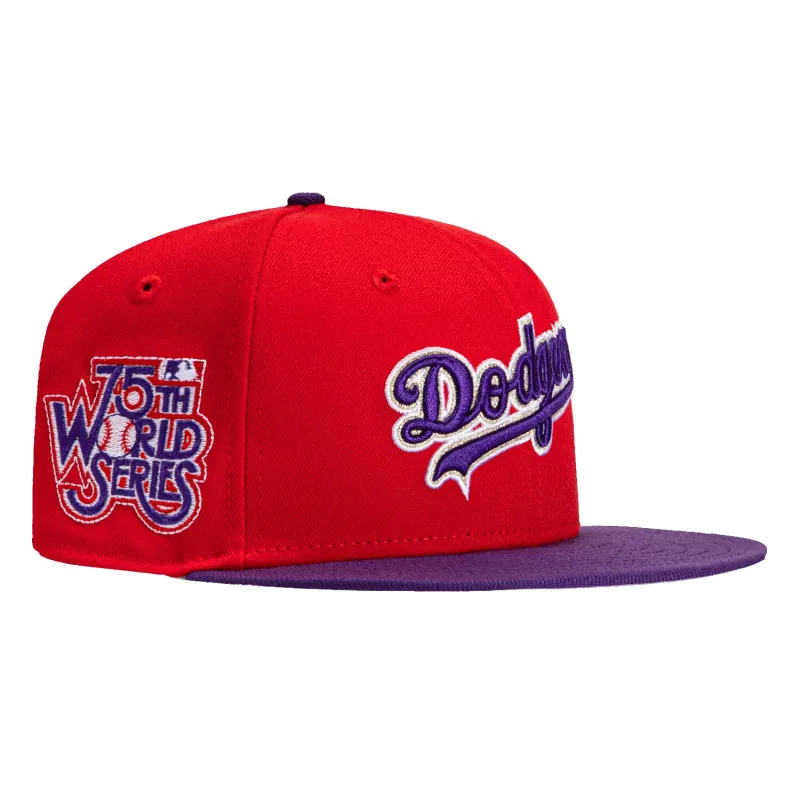 New Era 59Fifty Los Angeles Dodgers 1978 World Series Patch Word Hat - Red, Purple sold by Hat Club