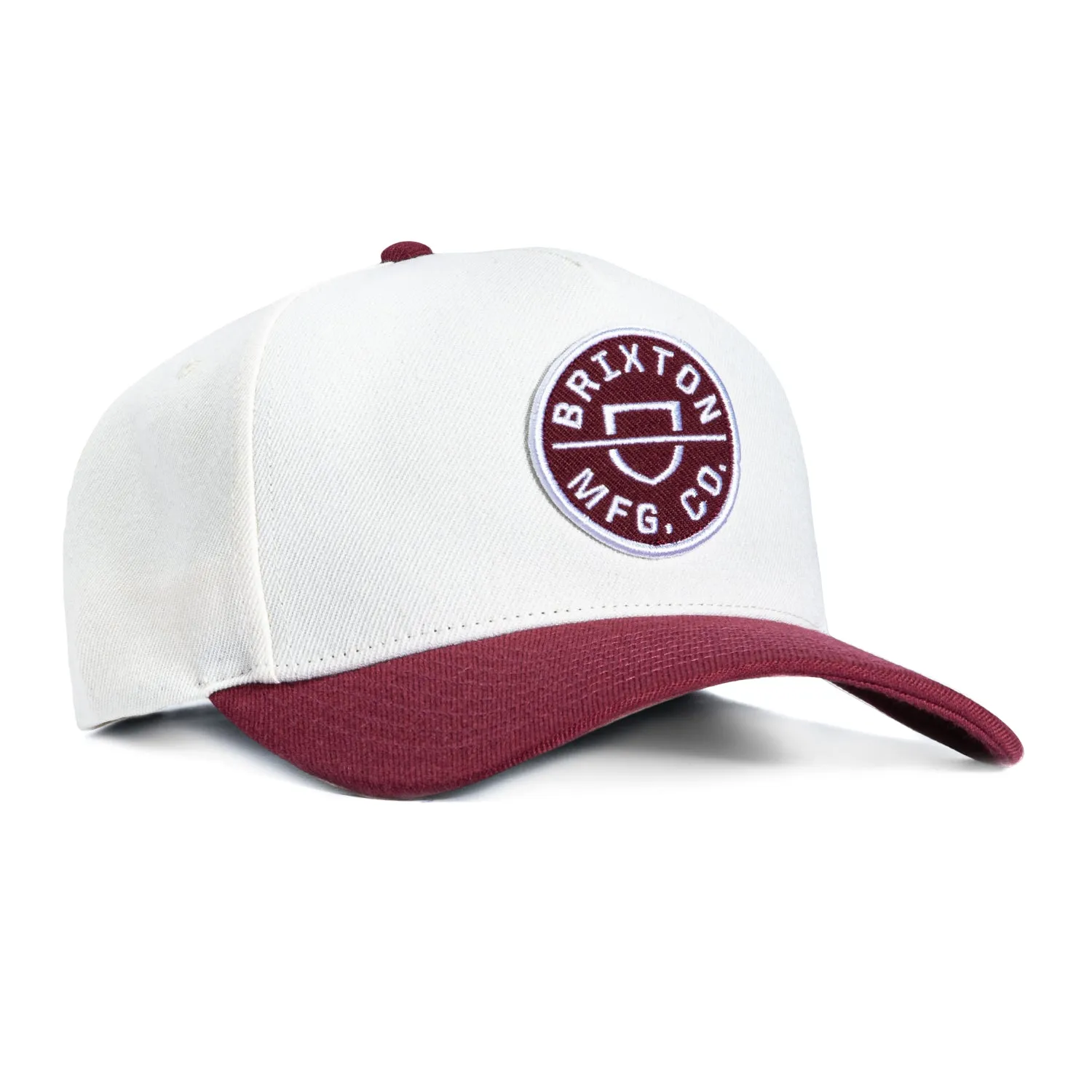 Brixton Crest Snapback Hat - White, Cardinal sold by Hat Club