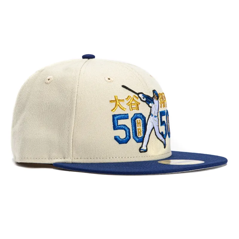 New Era 59Fifty Los Angeles Dodgers Shohei Ohtani 50/50 Kanji Hat - Stone, Royal sold by Hat Club