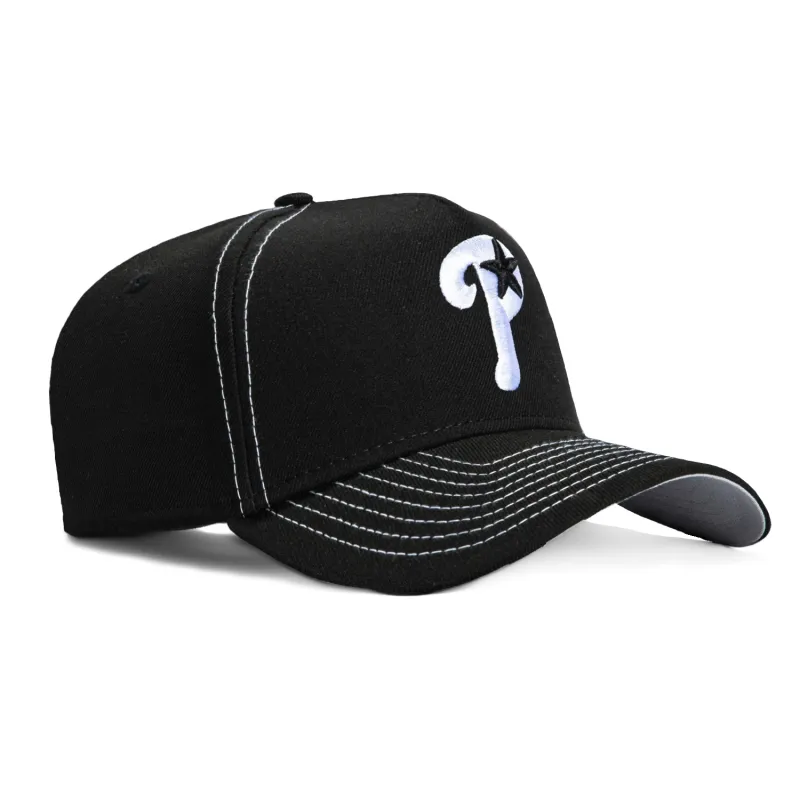 New Era 9Forty A-Frame Contrast Stitch Philadelphia Phillies Snapback Alternate Hat - Black, White sold by Hat Club