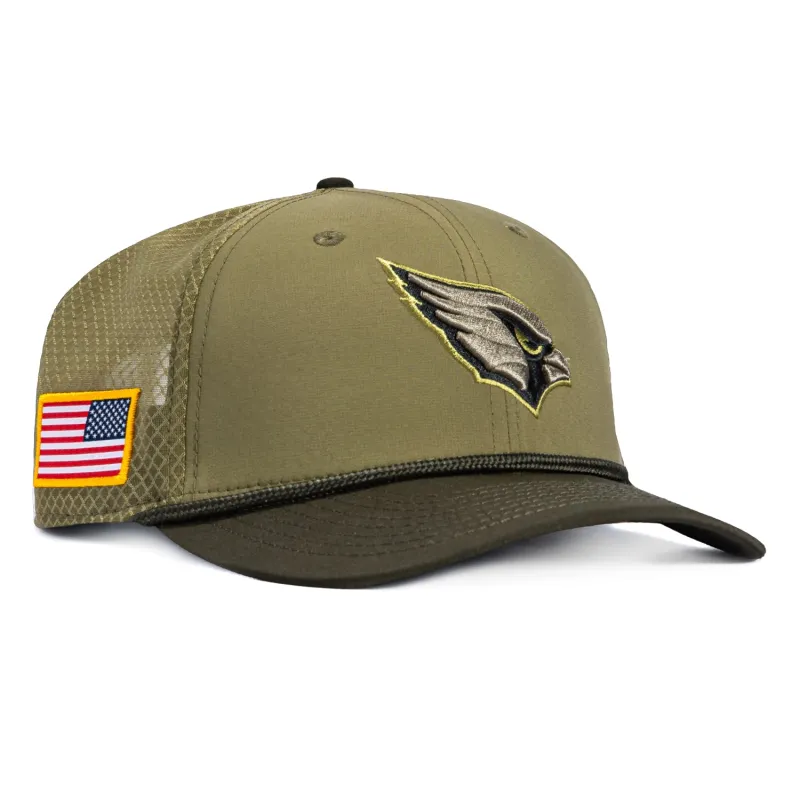 New Era 9Seventy Salute to Service Arizona Cardinals United States Flag Patch Stretch Snapback Hat - Olive, Green made by New Era