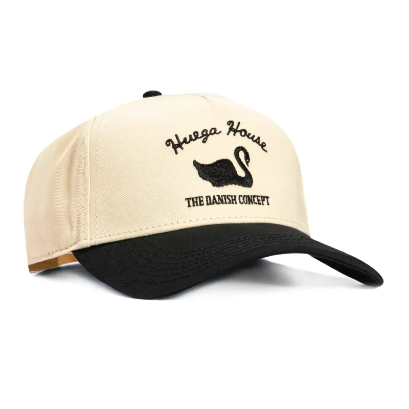 Huega House Vintage Swan Snapback Hat - Khaki, Black made by Huega House