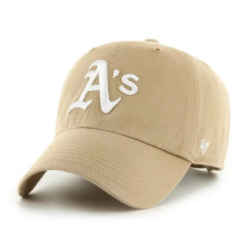 47 Brand Oakland Athletics Cleanup Adjustable Hat - Khaki, White sold by Hat Club