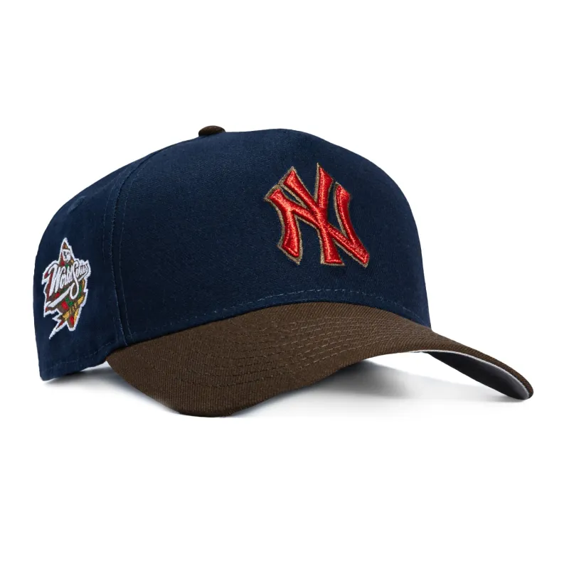 New Era 9Forty A-Frame New York Yankees 1998 World Series Patch Snapback Hat - Navy, Brown sold by Hat Club