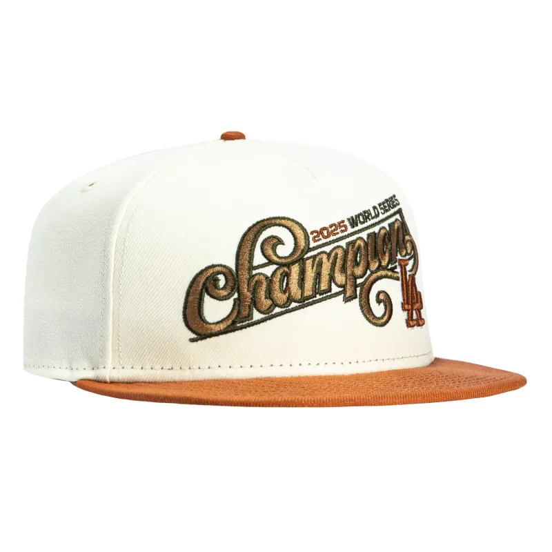 New Era 9Fifty A-Frame Los Angeles Dodgers 2025 World Series Champions Snapback Hat - Stone, Brown made by New Era
