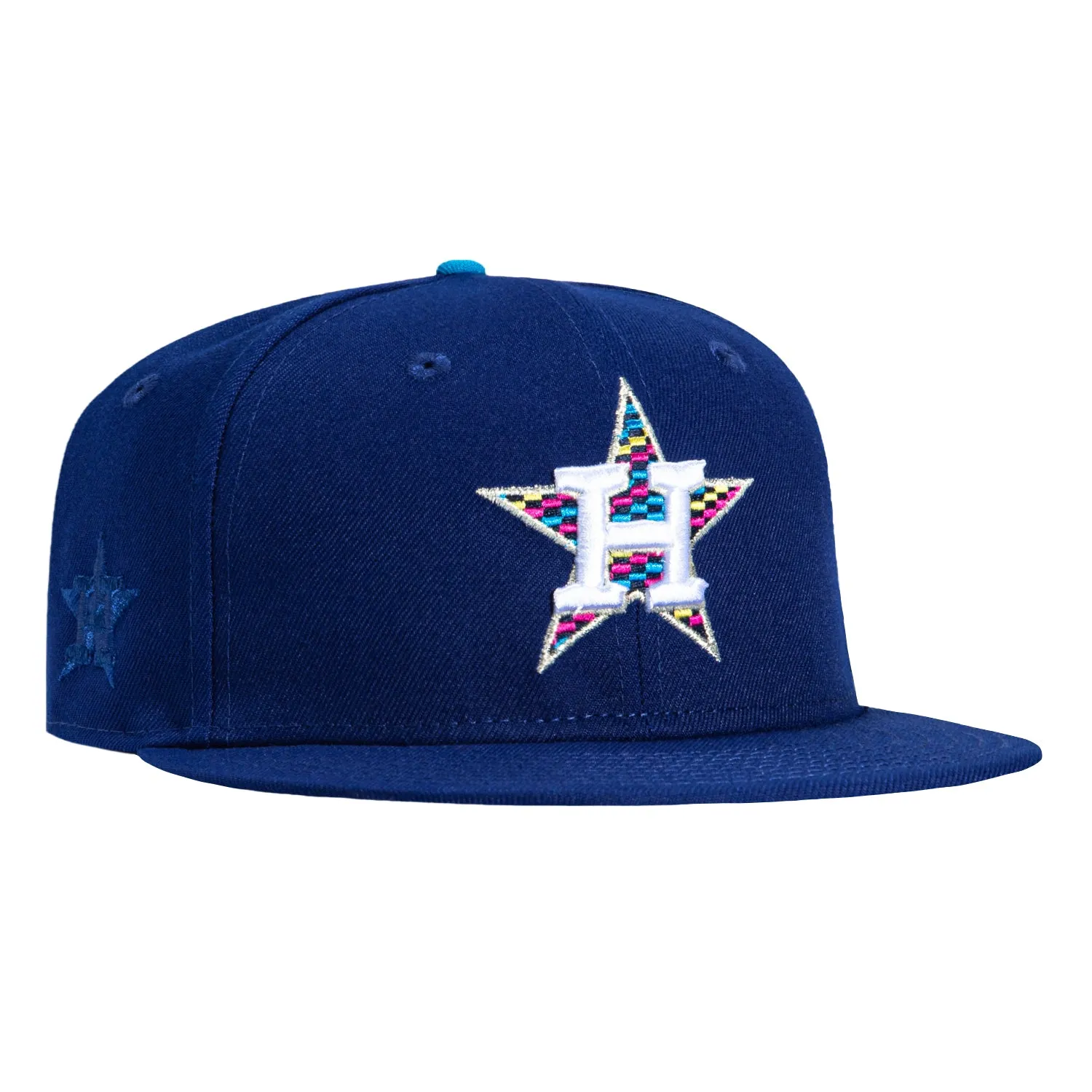 New Era 59Fifty Houston Astros Logo Patch Brick Neon Blue Undervisor Hat - Royal sold by Hat Club