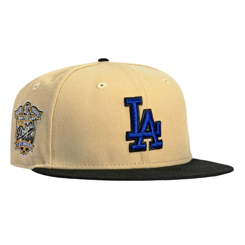 New Era 59Fifty Los Angeles Dodgers 40th Anniversary Patch Hat - Tan, Black, Purple sold by Hat Club