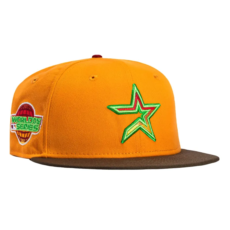 New Era 59Fifty Houston Astros 2005 World Series Patch 2000 Gradient Brick UV Hat - Light Orange, Brown sold by Hat Club
