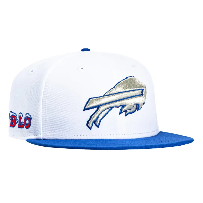 New Era 59Fifty Rivalry Buffalo Bills B-Lo Patch Hat - White, Royal, Metallic Silver made by New Era