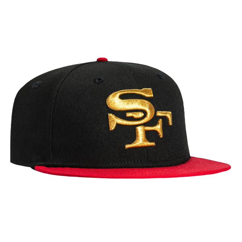 New Era 59Fifty Rivalry San Francisco 49ers SF Hat - Black, Red, Metallic Gold made by New Era