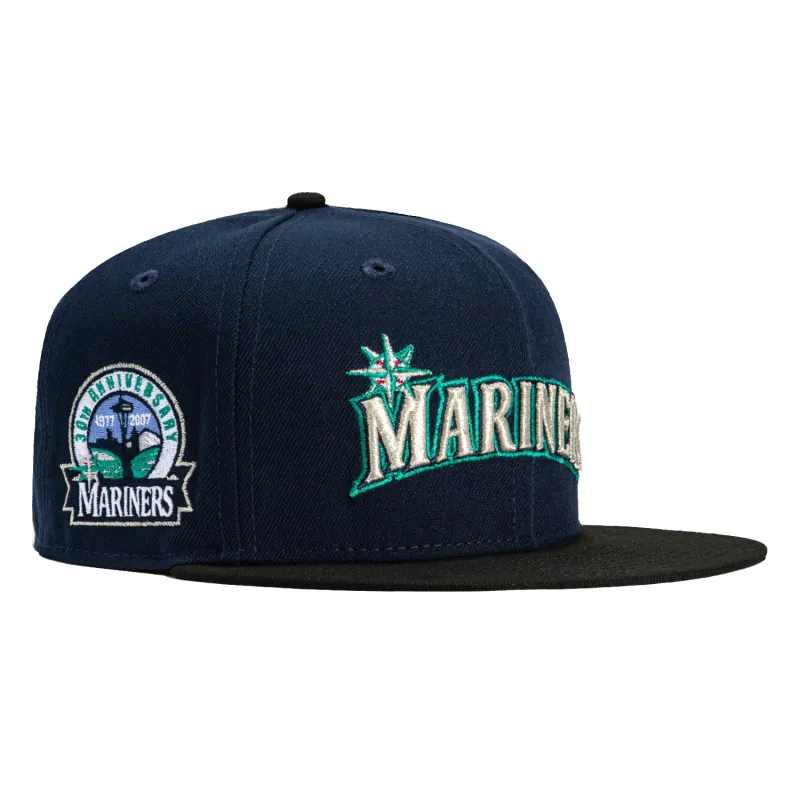 New Era 59Fifty Seattle Mariners 30th Anniversary Patch Word Hat - Navy, Black sold by Hat Club